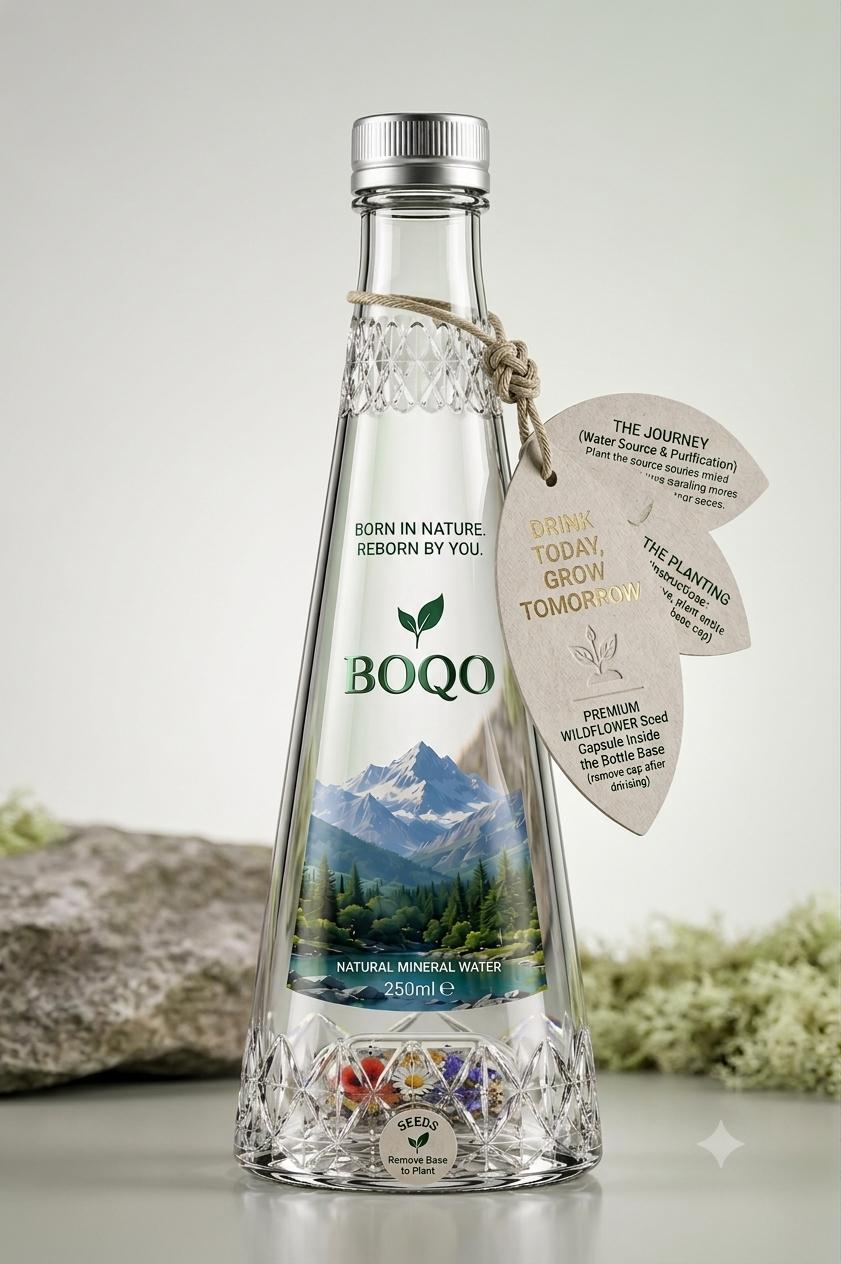 BOQO Seed Edition bottle with wildflower capsule